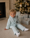 Load image into Gallery viewer, Sage Green Stripe Luxe Pyjama And Robe Set