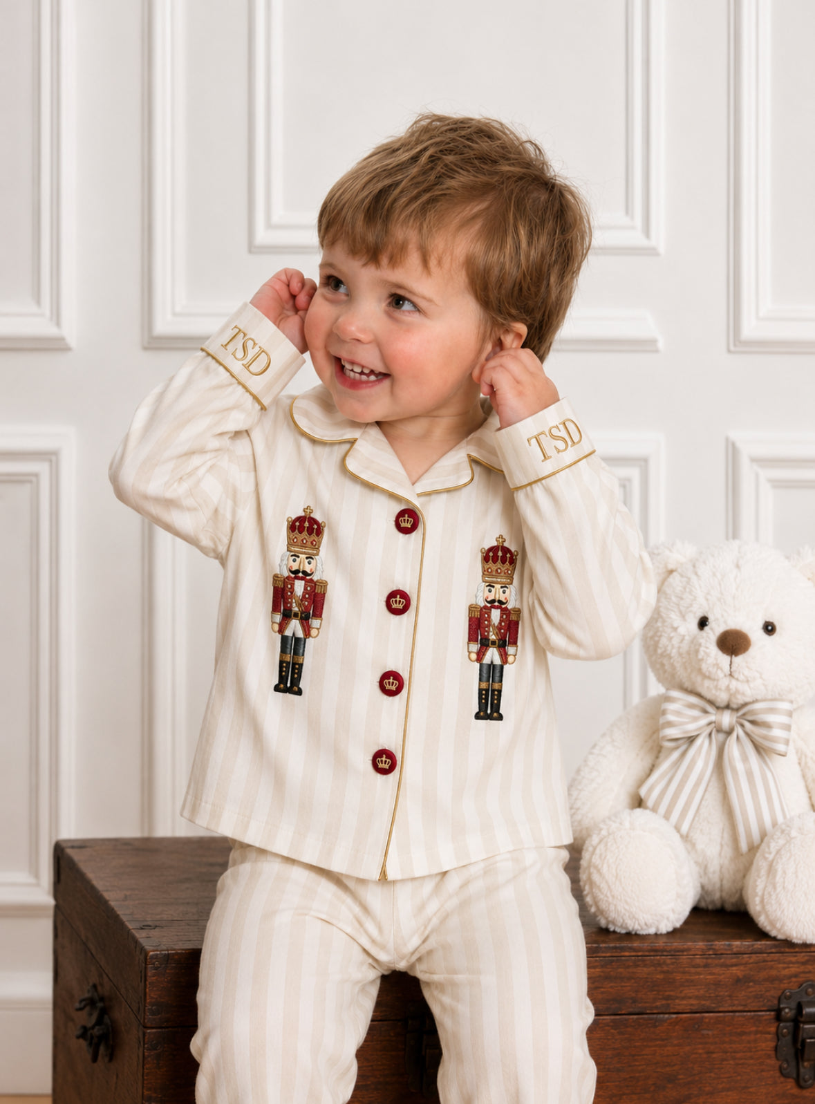 Cream and white stripe Nutcracker Pyjamas