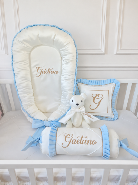Welcome Home 4 Piece Set Cream,Blue And Gold