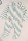 Load image into Gallery viewer, Sage Green Stripe Nutcracker First Christmas Baby Gro
