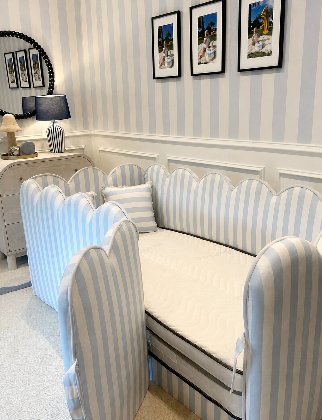 Scalloped Stripe Safety Bed