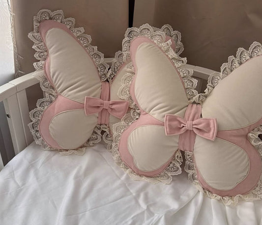 Velvet Butterfly Lace Cushion set of two